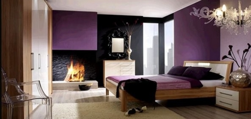 15 забележителни спални в бяло, черно и лилаво 
