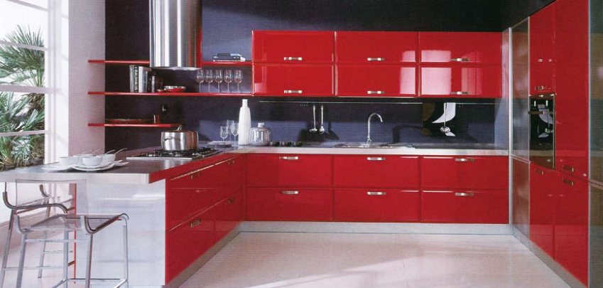 Червено в кухнята - нестандартно, но много красиво