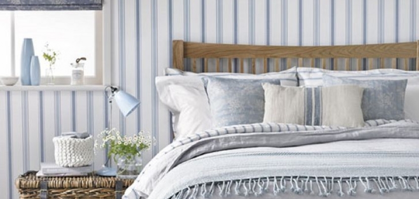 25 начина да декорирате стените на спалнята с ивици 